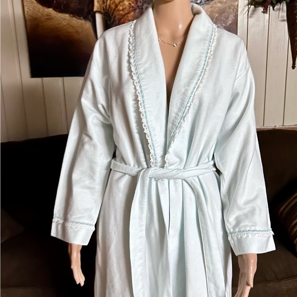 Eileen West • Small • Light Blue • Maxi • Velour • Floral Lace • Robe - Picture 5 of 16